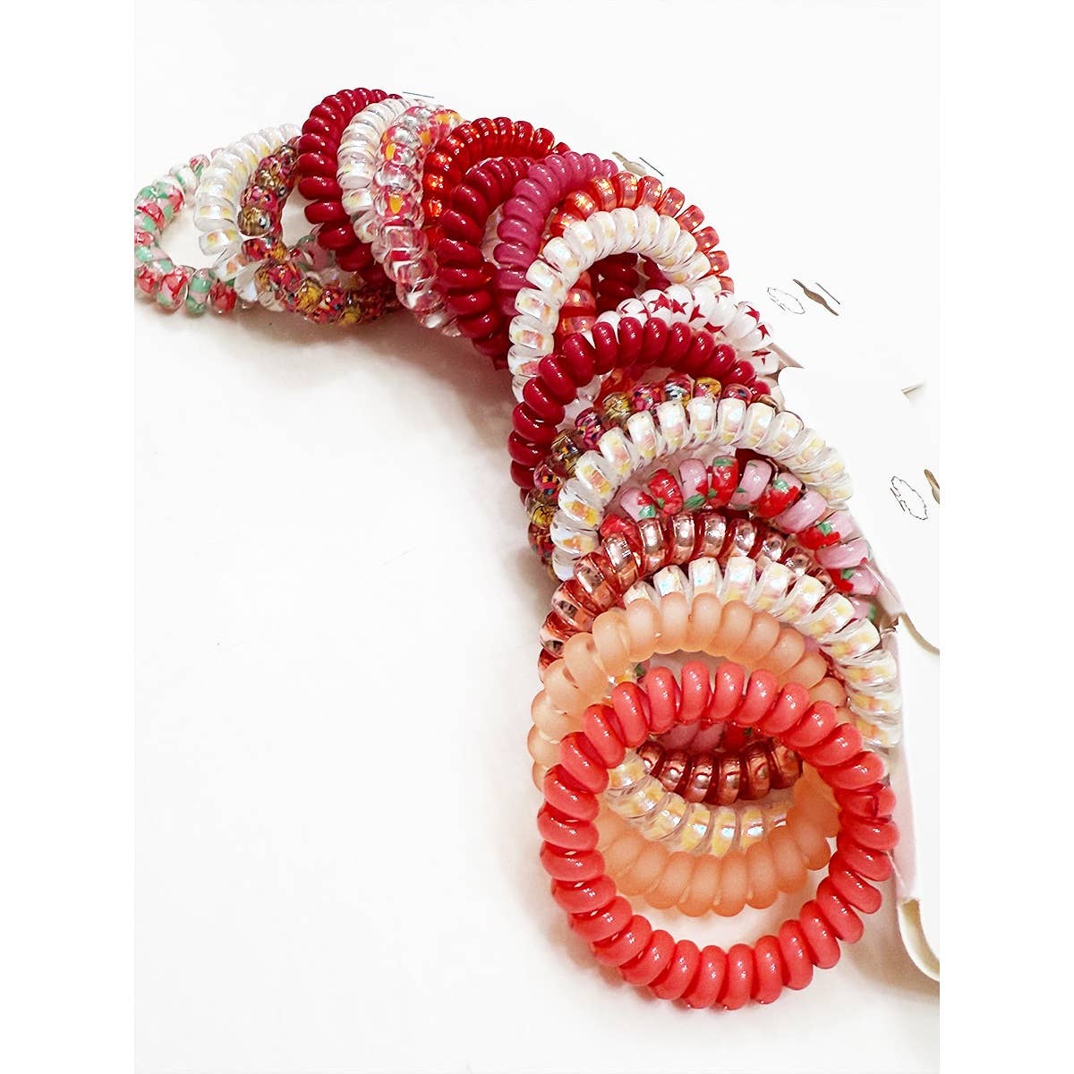 Red Tone Multi Design Spiral Hair Ties