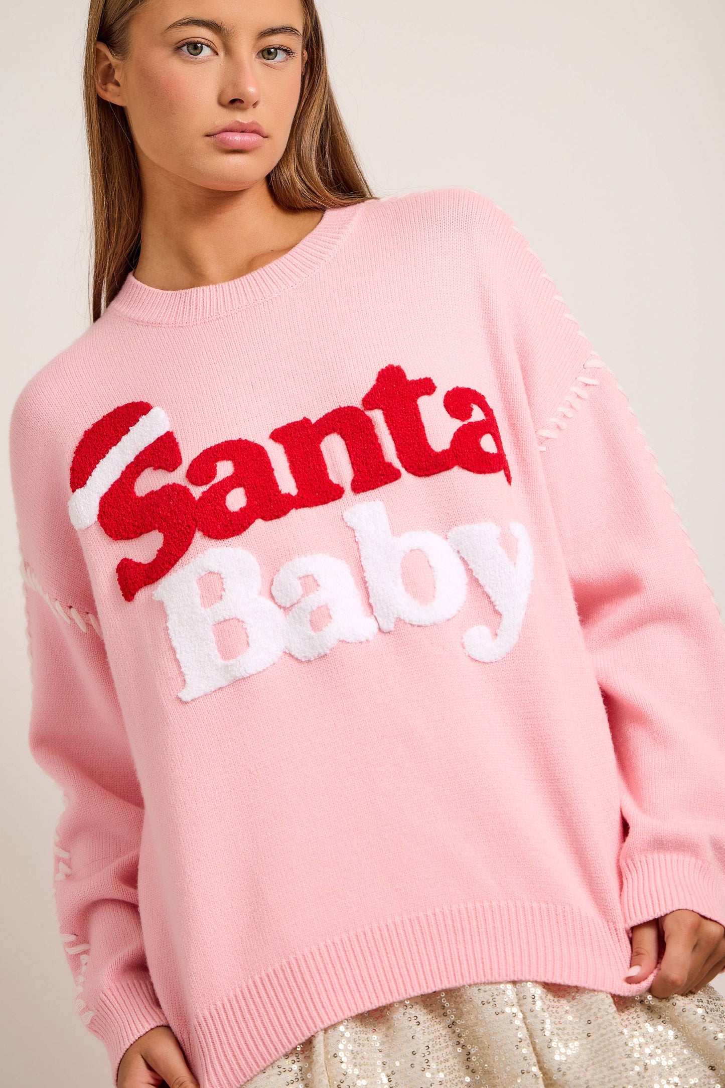 Santa Baby Green Christmas Knit Sweater – Festive Holiday