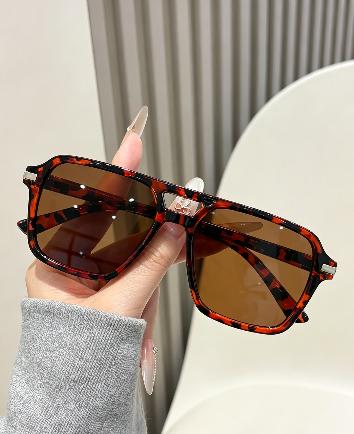 Vintage Oversized Double-Bridge Sunglasses