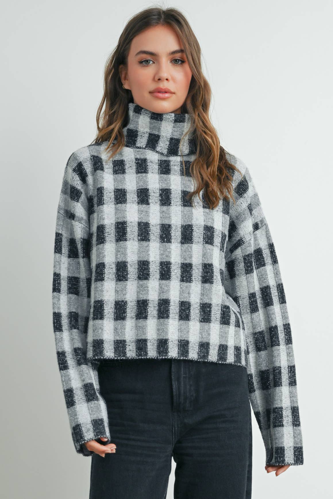 Fall Check Turtleneck Sweater - BMW7532