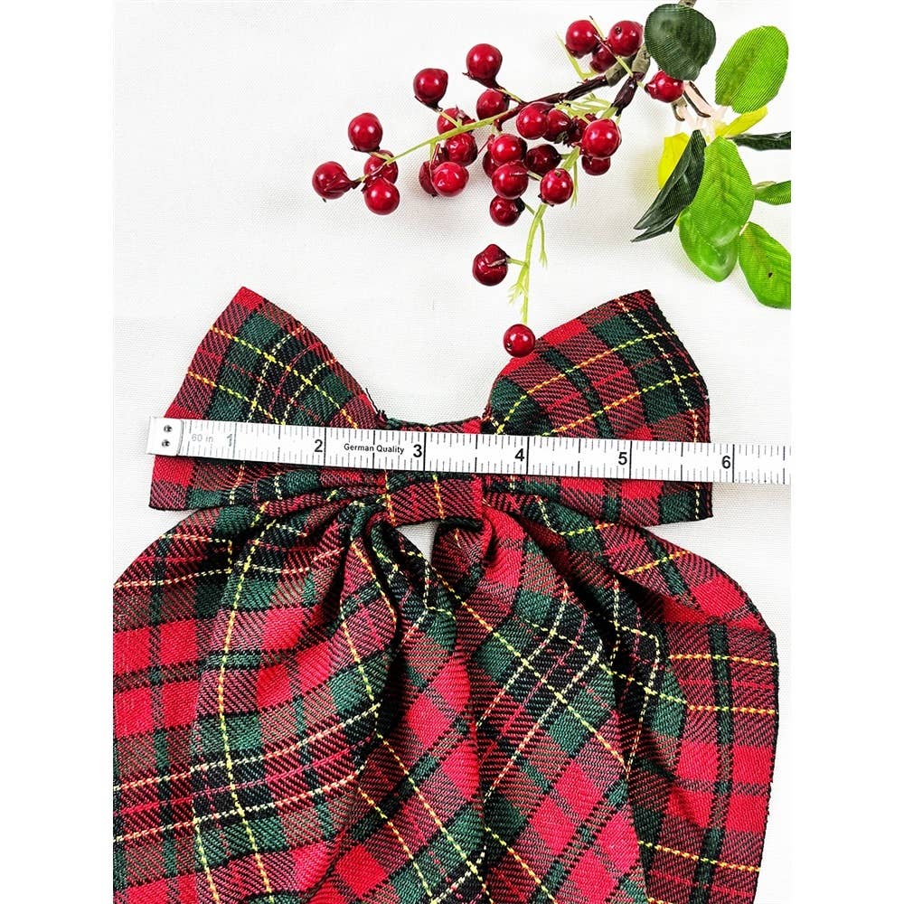 Plaid Long Tail Bow Hair Clip