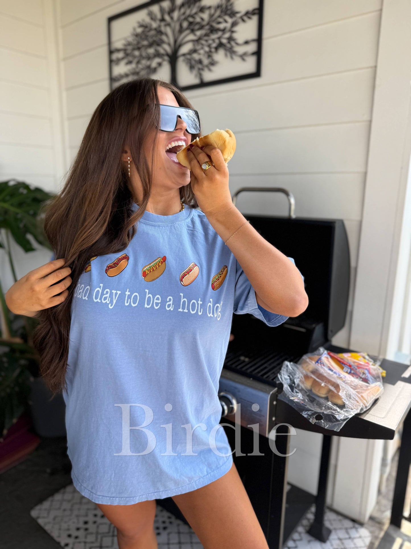 Bad Day To Be a Dog Graphic Tee on Washed Denim