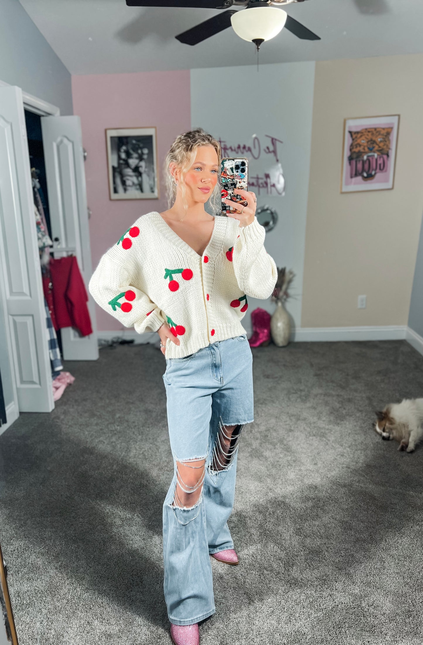 Cherry Cardigan Sweater