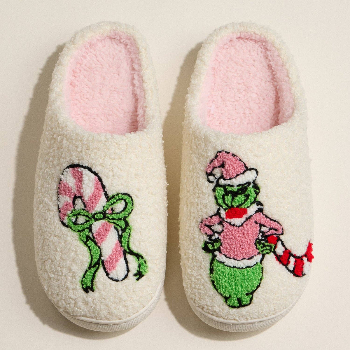Sherpa Green Monster Christmas Slippers | Cozy Holiday House Shoes