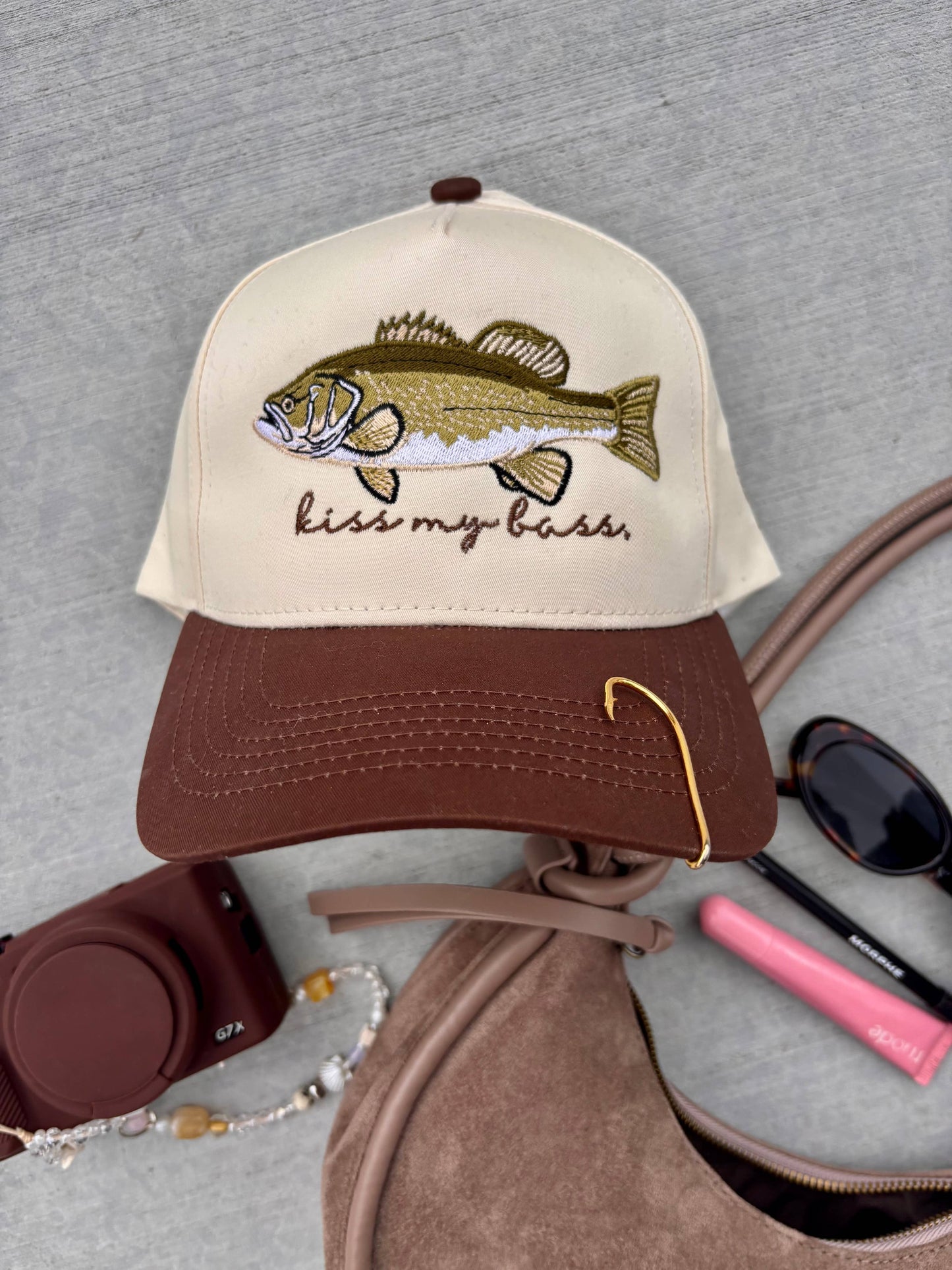 Kiss My Bass Embroidered Fishing Hat