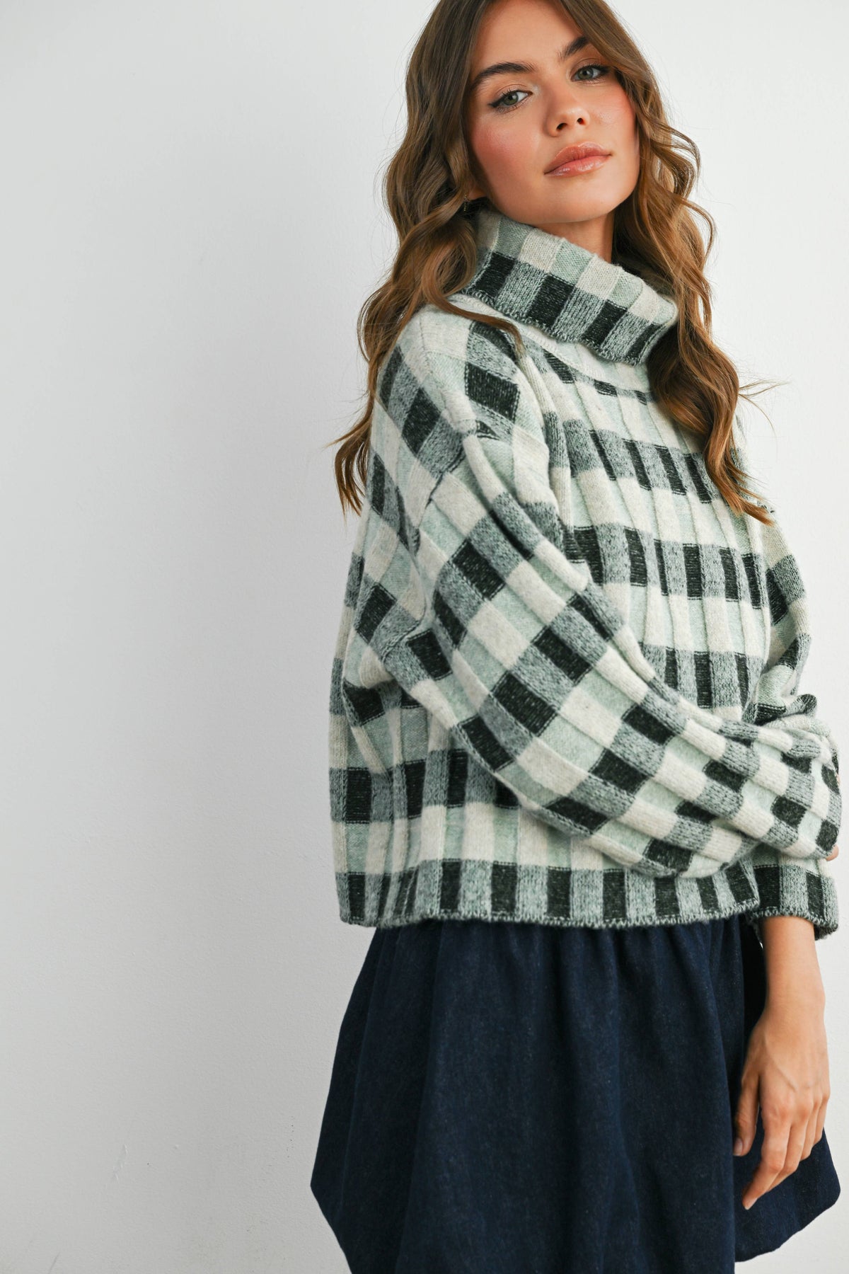Fall Check Turtleneck Sweater - BMW7532