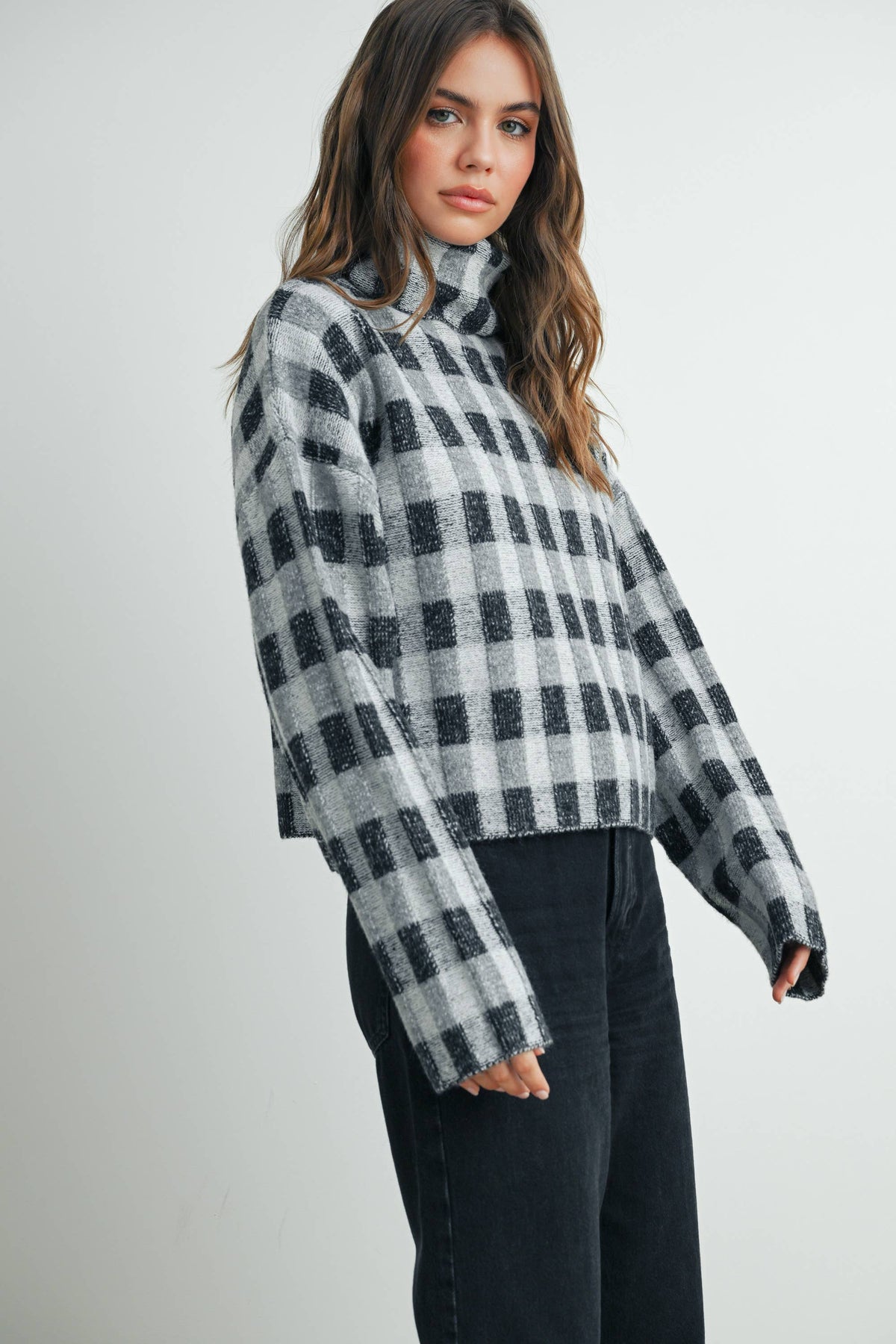 Fall Check Turtleneck Sweater - BMW7532