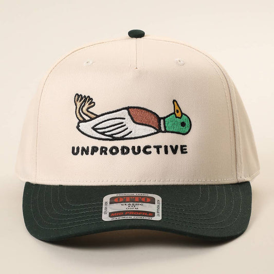 Unproductive Mallard Duck Embroidered Mid-Profile Cap