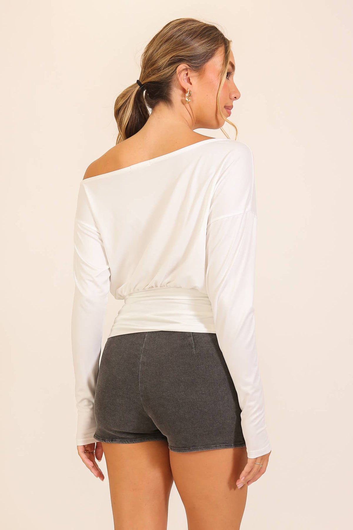 Fall Off-the-Shoulder Dolman Knit Top