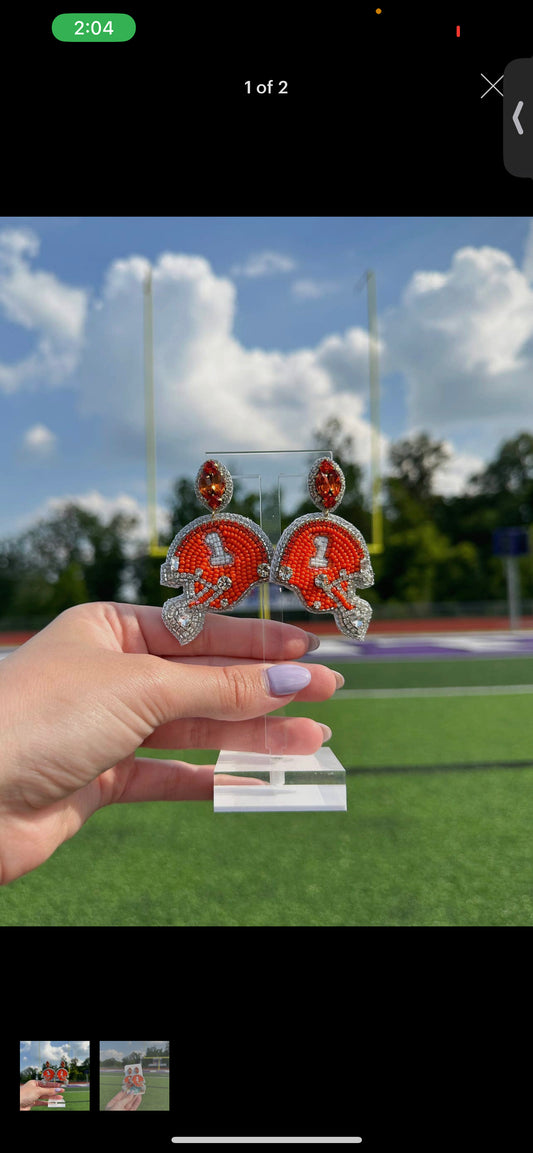 Orange Helmet Earrings