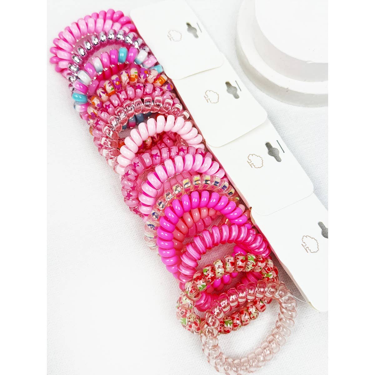 Mix of Hot Pink Shades Spiral Hair Ties
