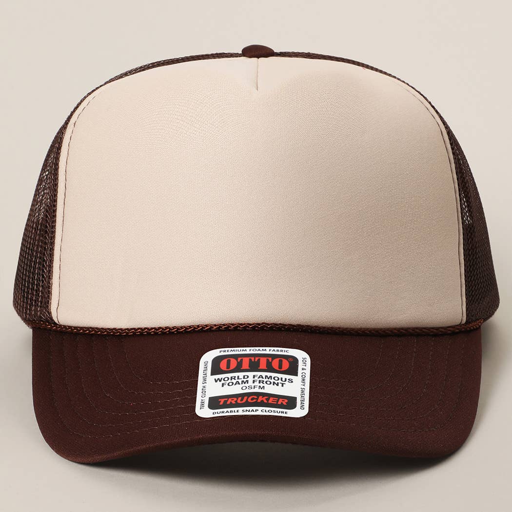 Two-Tone Mesh Back High Crown Foam Trucker Hat