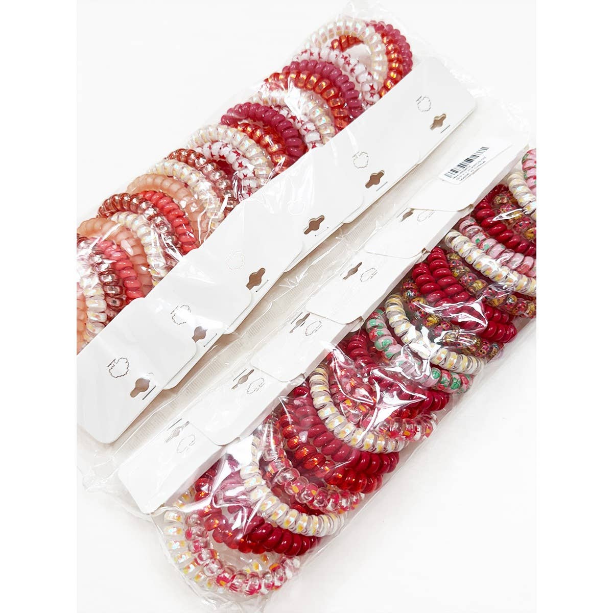 Red Tone Multi Design Spiral Hair Ties