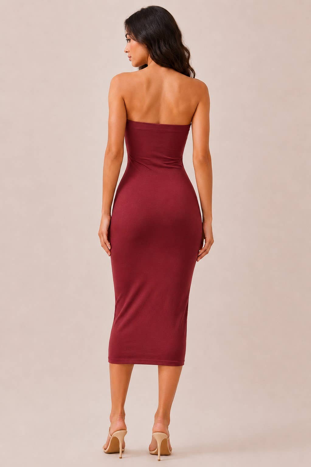 STRAPLESS MIDI DRESS