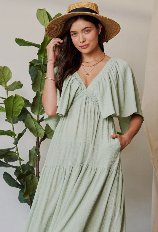 Sage Ruffle Maxi Dress