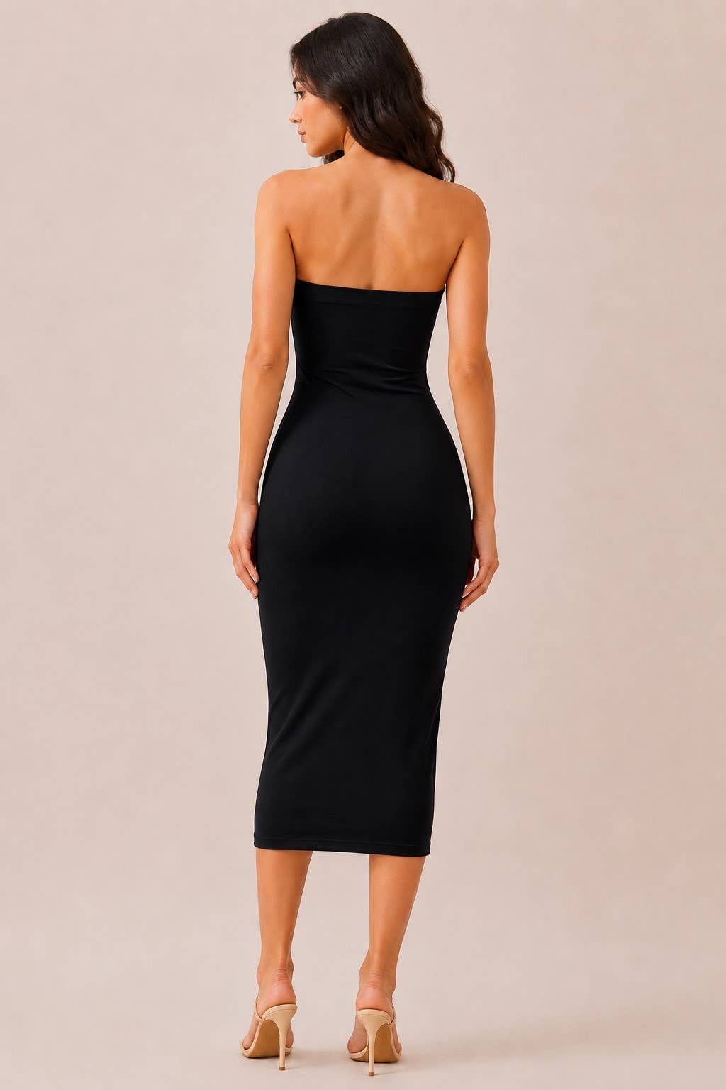 STRAPLESS MIDI DRESS