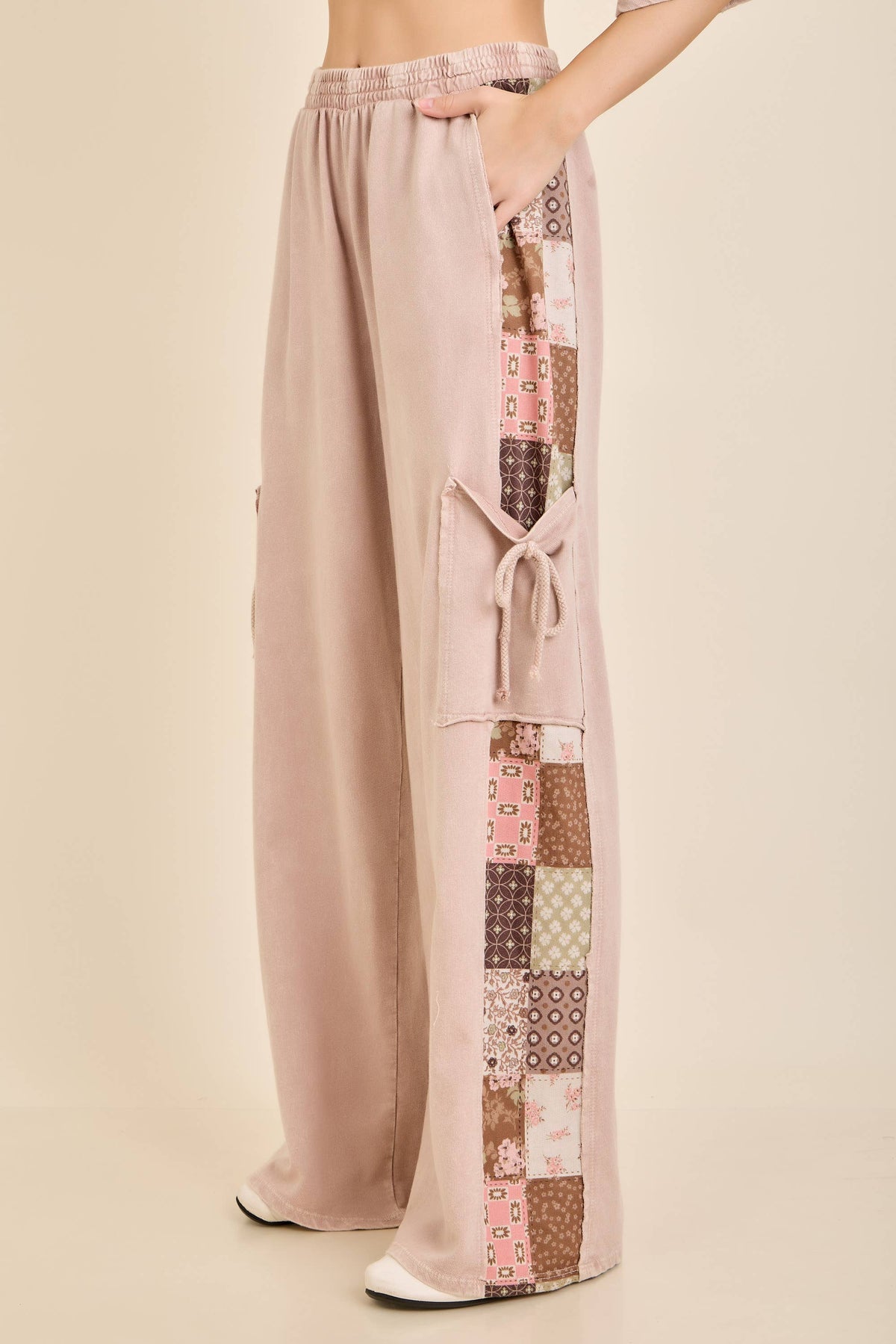 MineralWashed Fall Paisley Print Ribbon patch pants HP7023