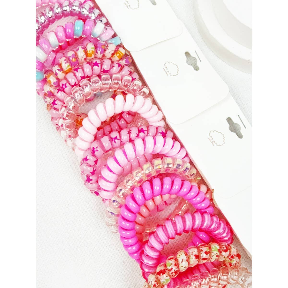 Mix of Hot Pink Shades Spiral Hair Ties