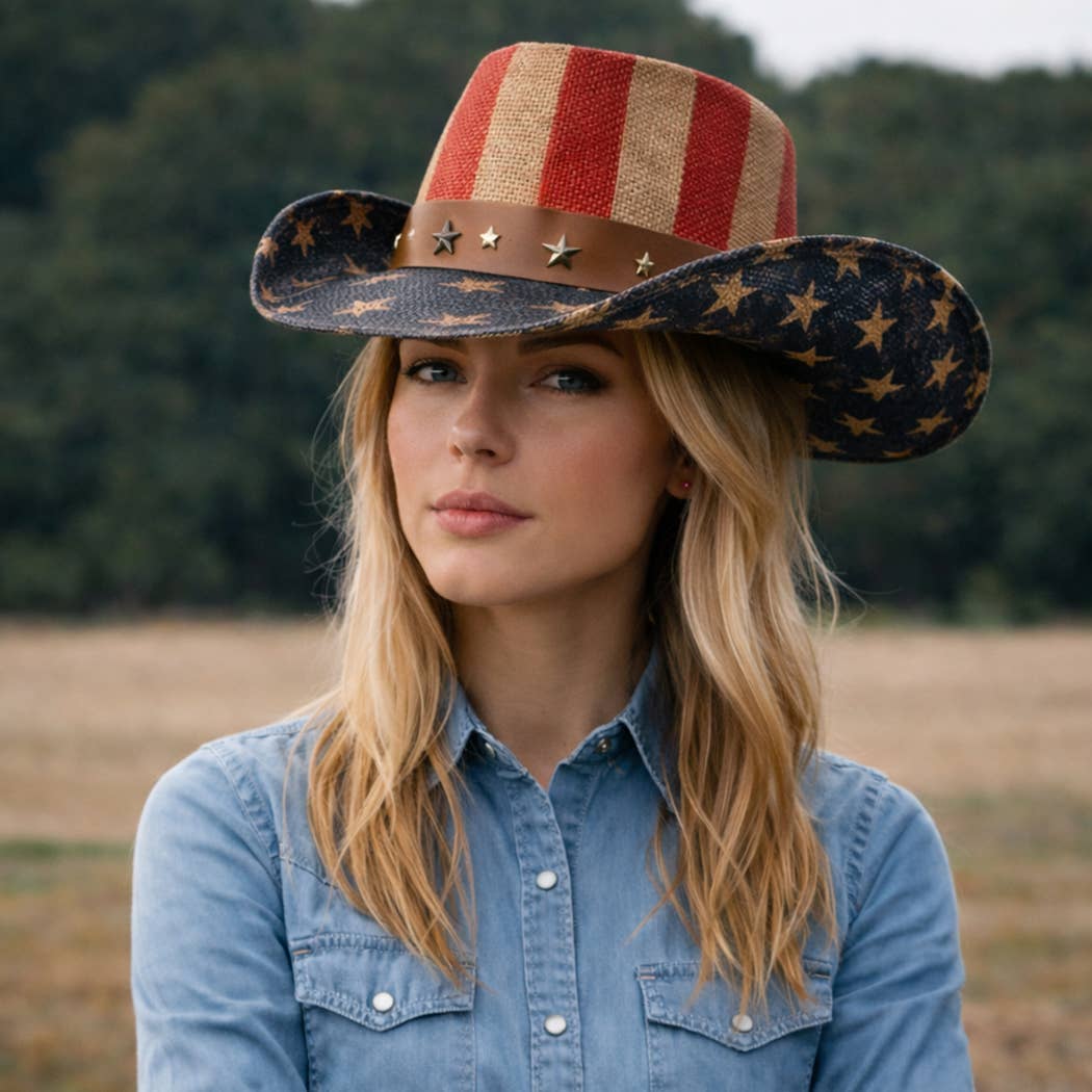 Classic USA Star Brim Straw Cowboy Hat