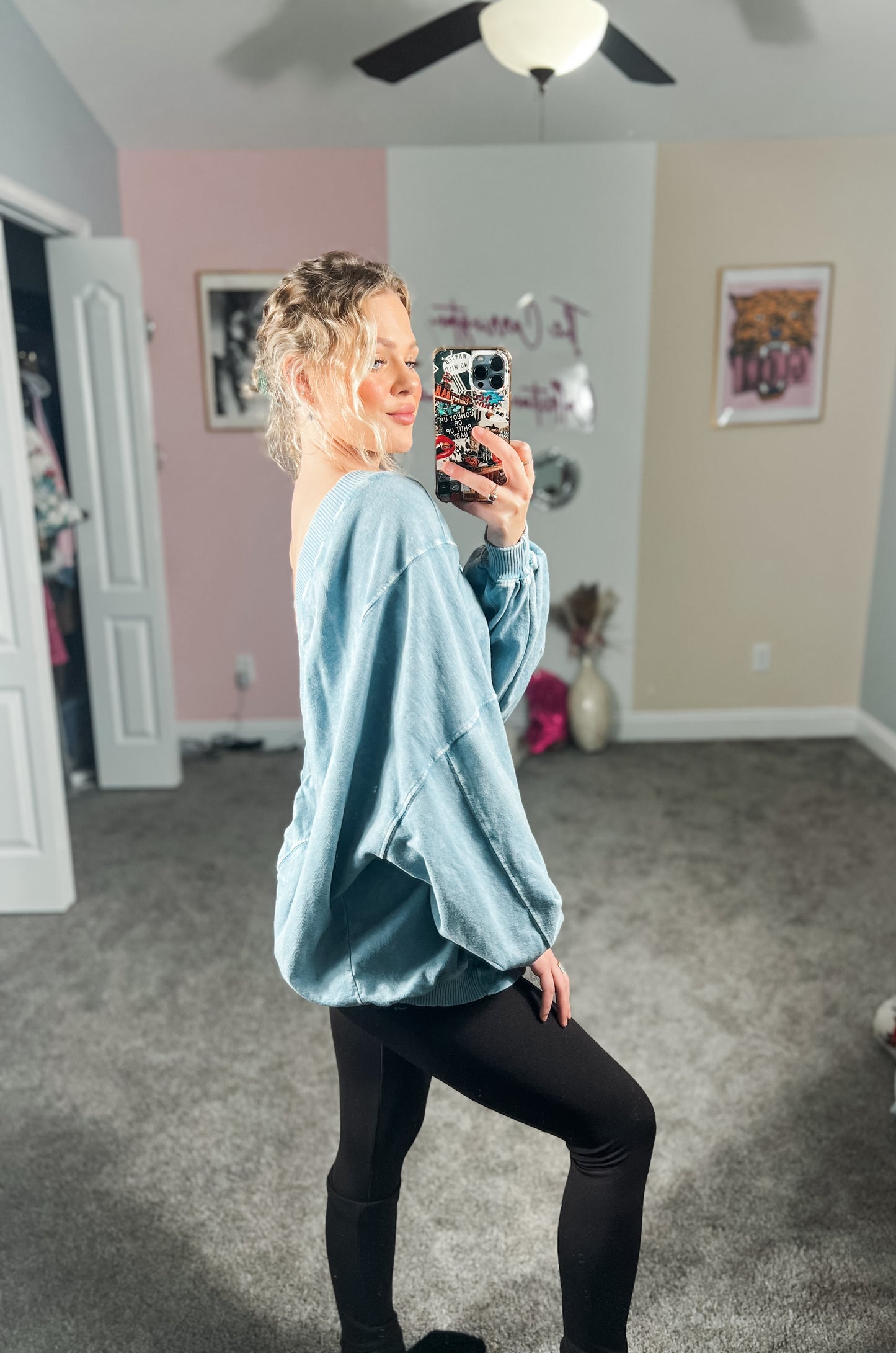 Dreamy Blue Cross Back Sweater