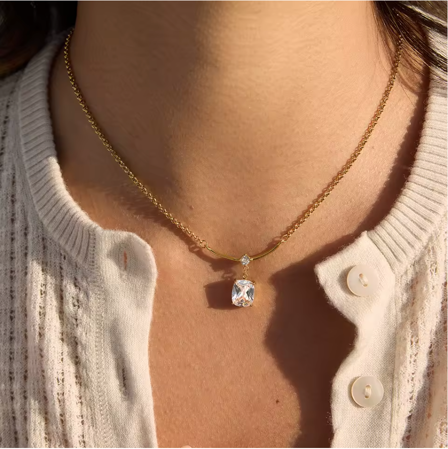 Radiant Bar Drop Necklace Water Resistant