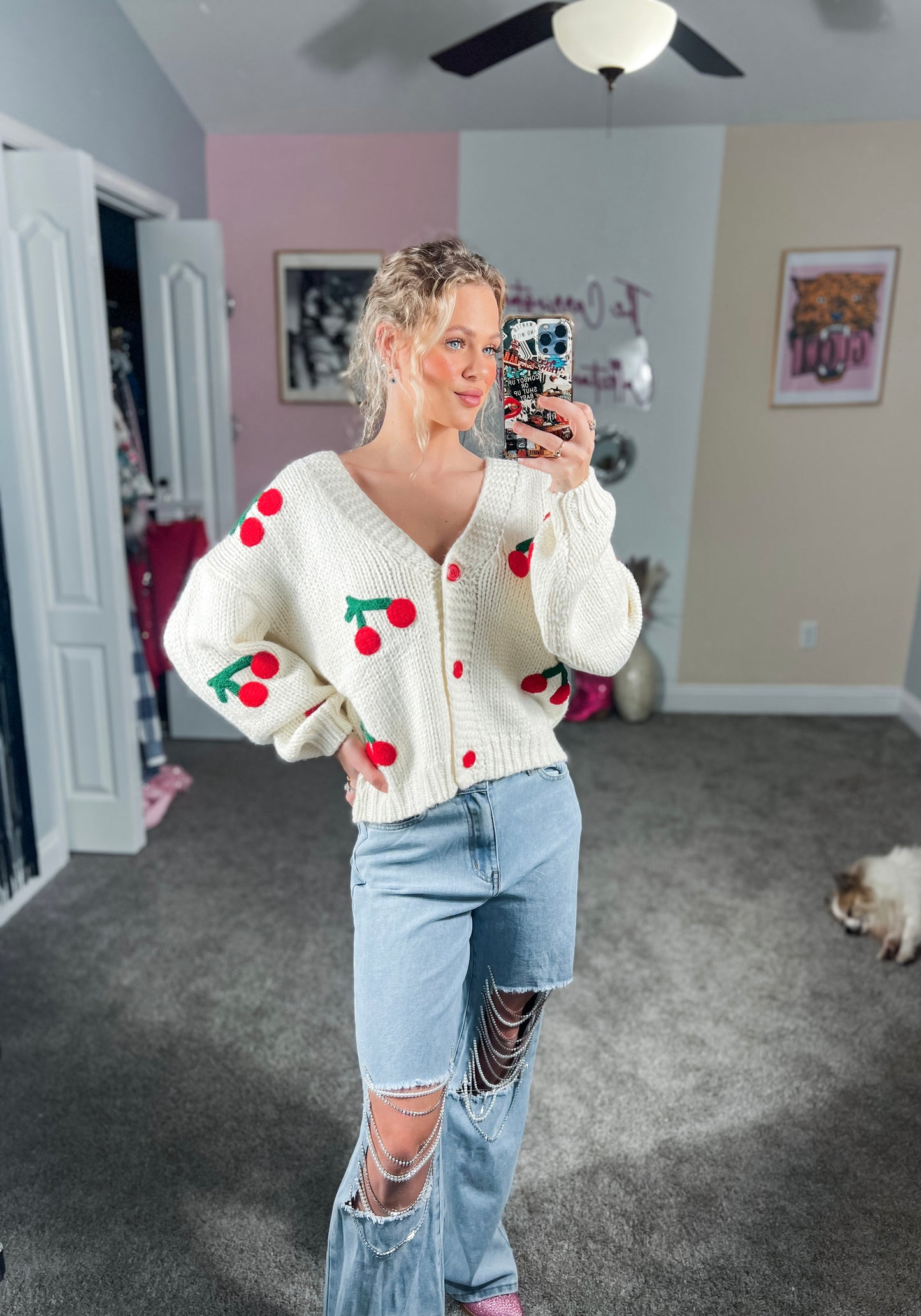 Cherry Cardigan Sweater