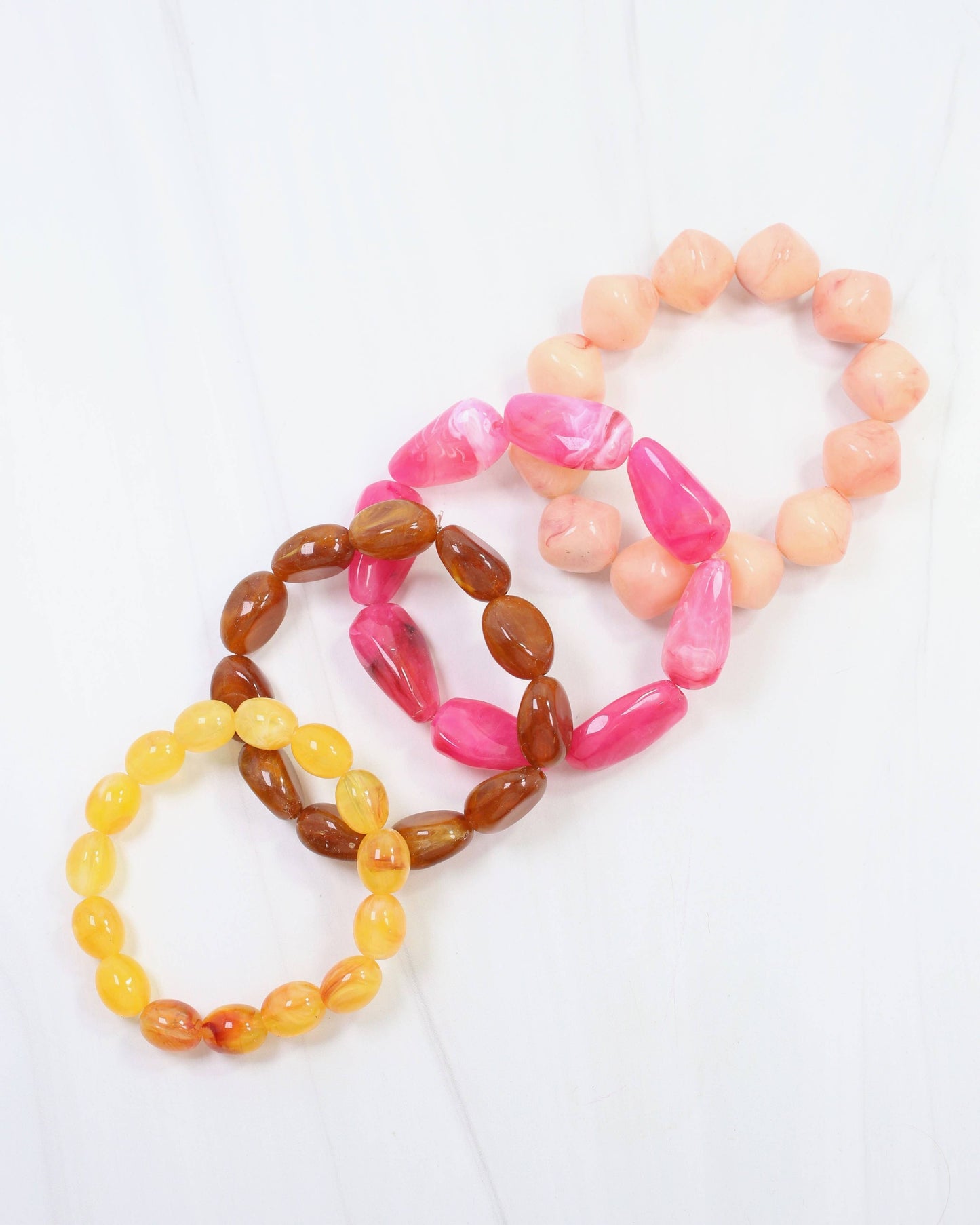 Joplin Marble Beaded Bracelet Set Pink