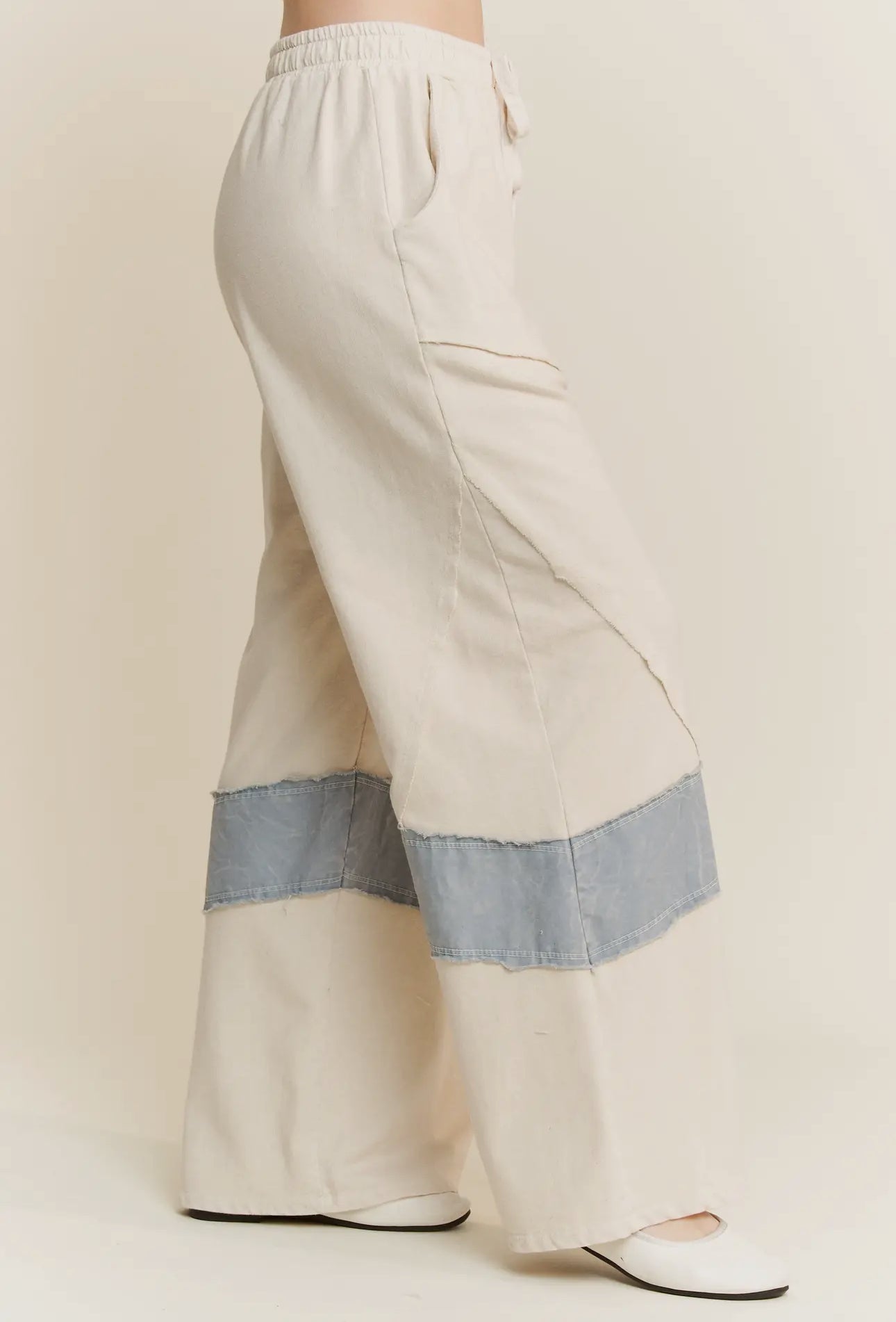 Star Girl Denim Patched Wide Leg Pants