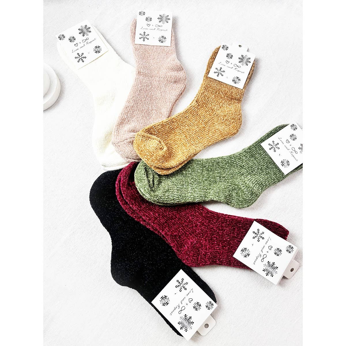 Soft Textured Solid Chinelle Socks