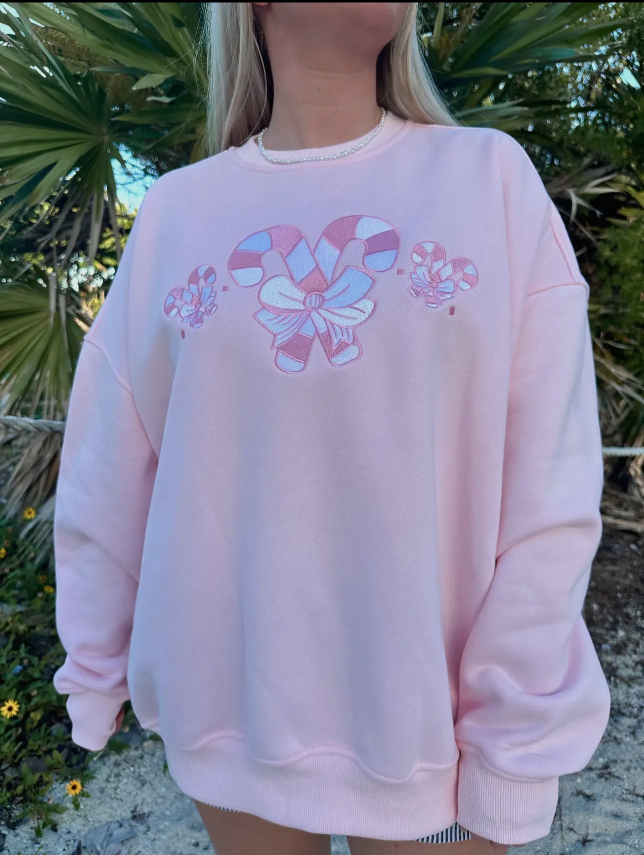 Candy Cane Embroidered Sweatshirt