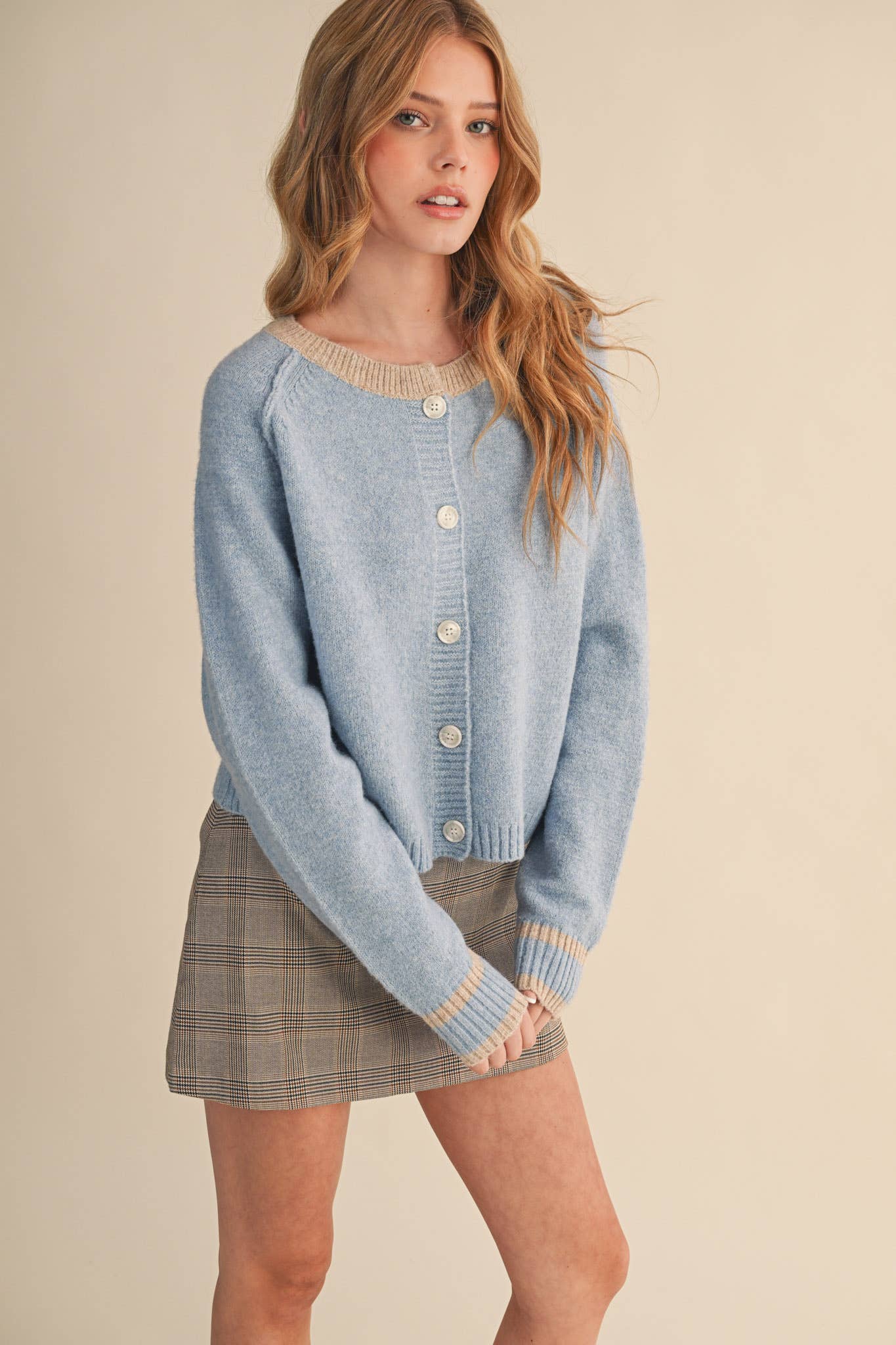 TWO TONE SWEATER CARDIGAN MSW11246