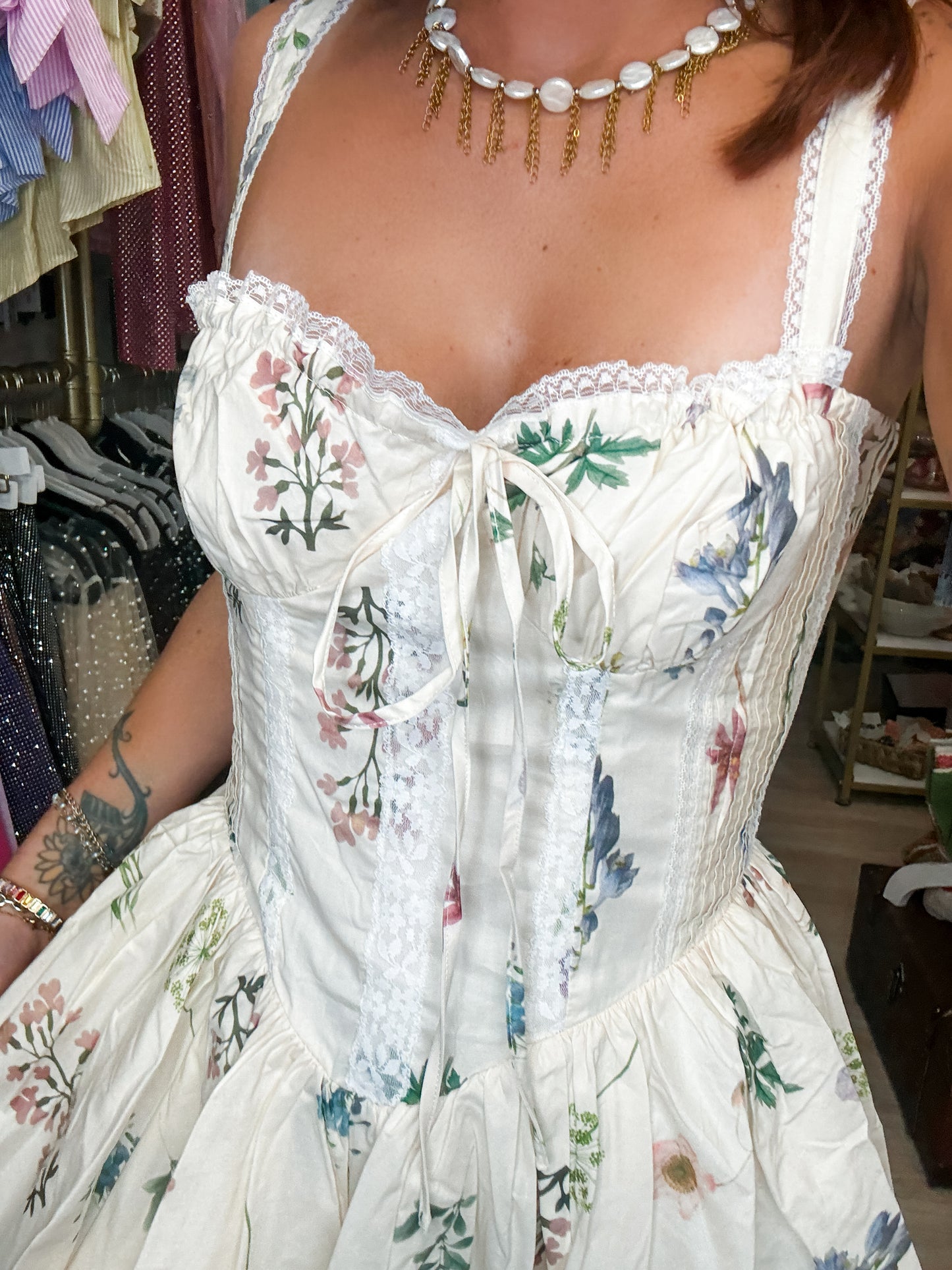 Floral Print Bustier Dress
