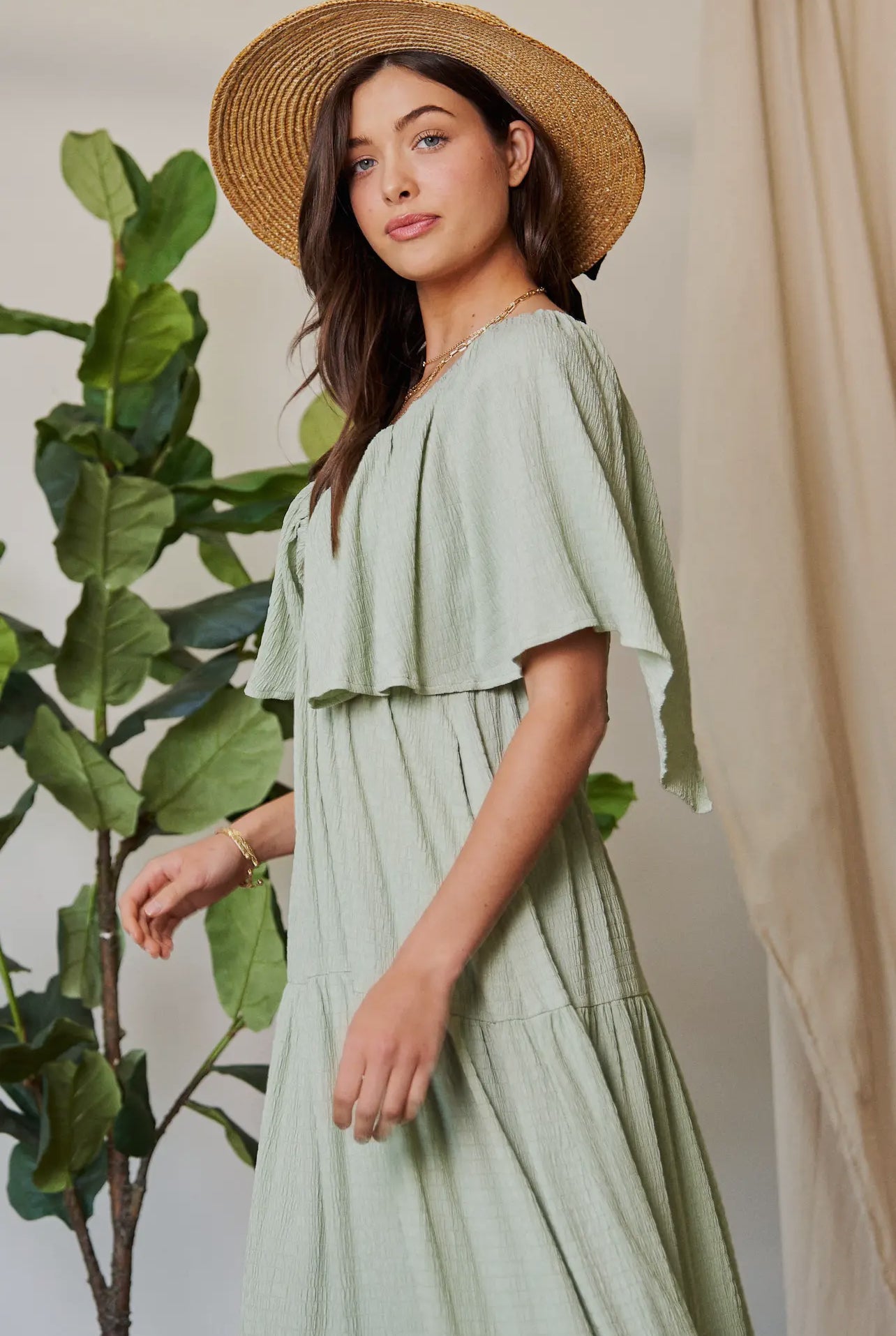 Sage Ruffle Maxi Dress