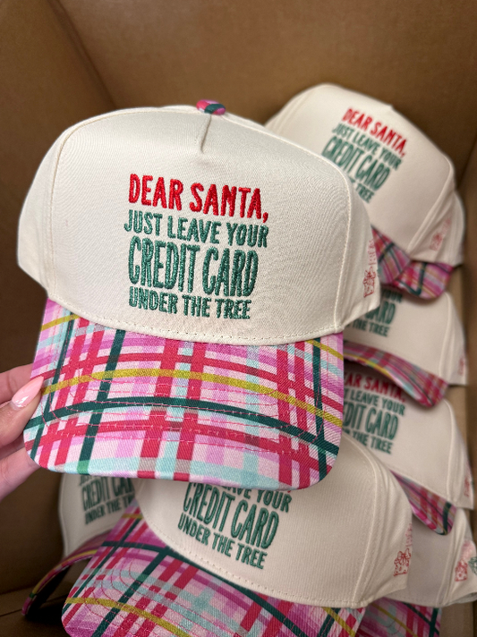 Dear Santa, Leave your Credit Card - Confetti Plaid Trucker Hat
