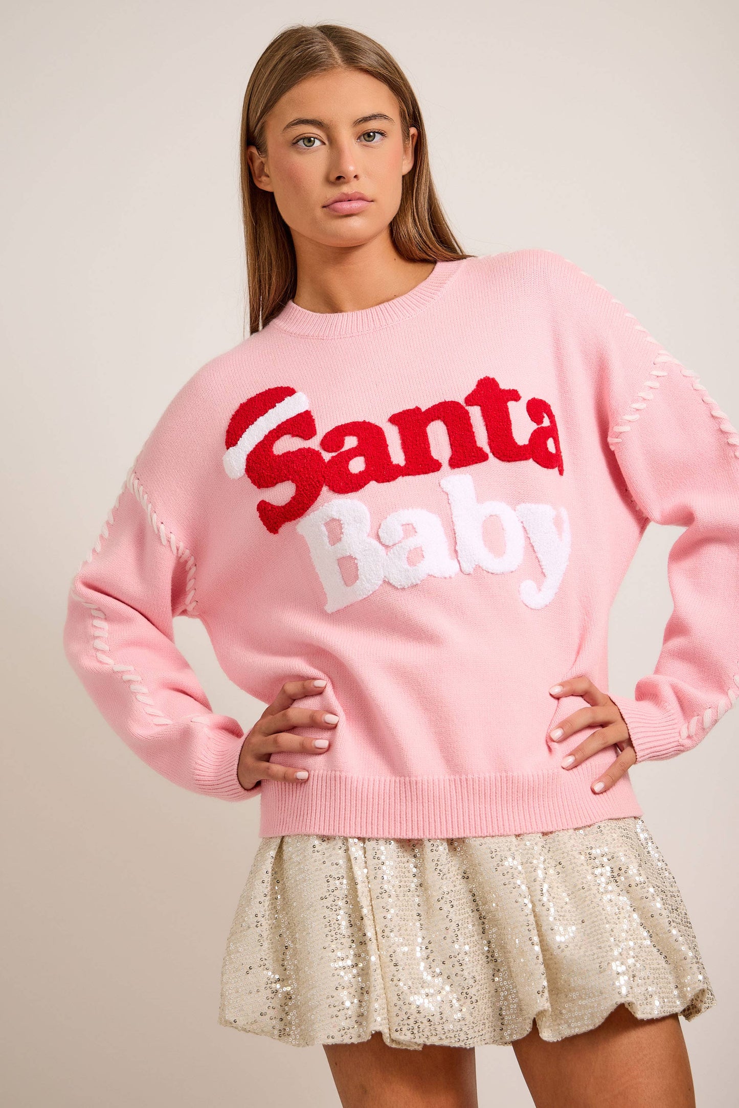 Santa Baby Green Christmas Knit Sweater – Festive Holiday