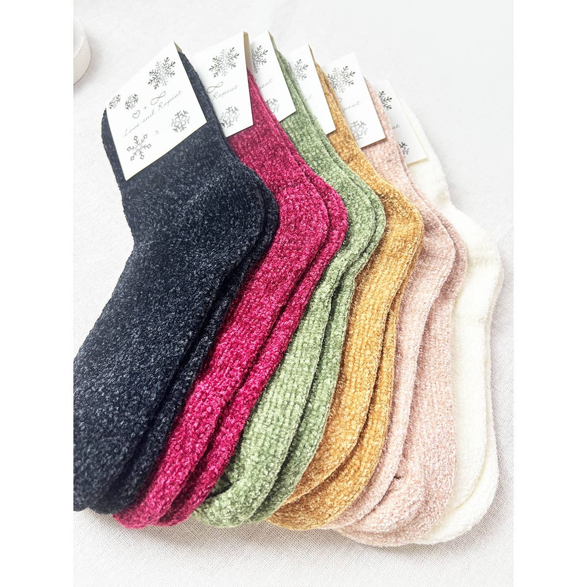 Soft Textured Solid Chinelle Socks
