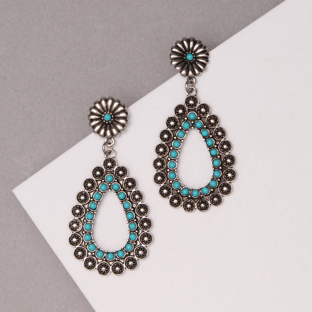 Western Teardrop Turquoise Earrings