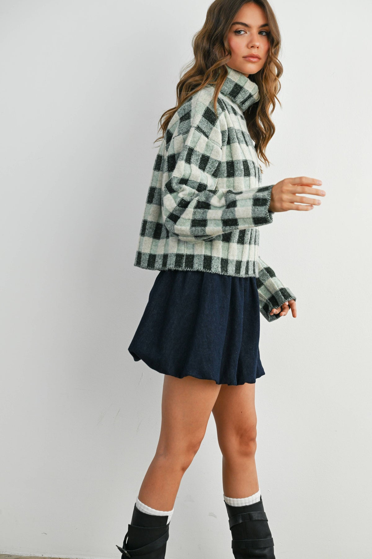 Fall Check Turtleneck Sweater - BMW7532