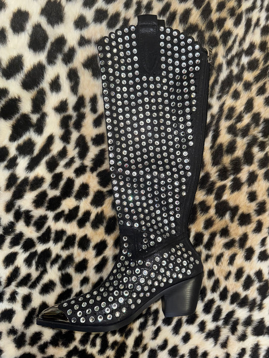 Azalea Wang Diamond Black Boots