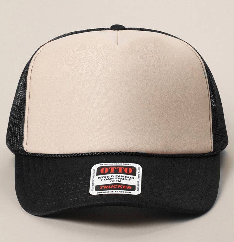 Two-Tone Mesh Back High Crown Foam Trucker Hat
