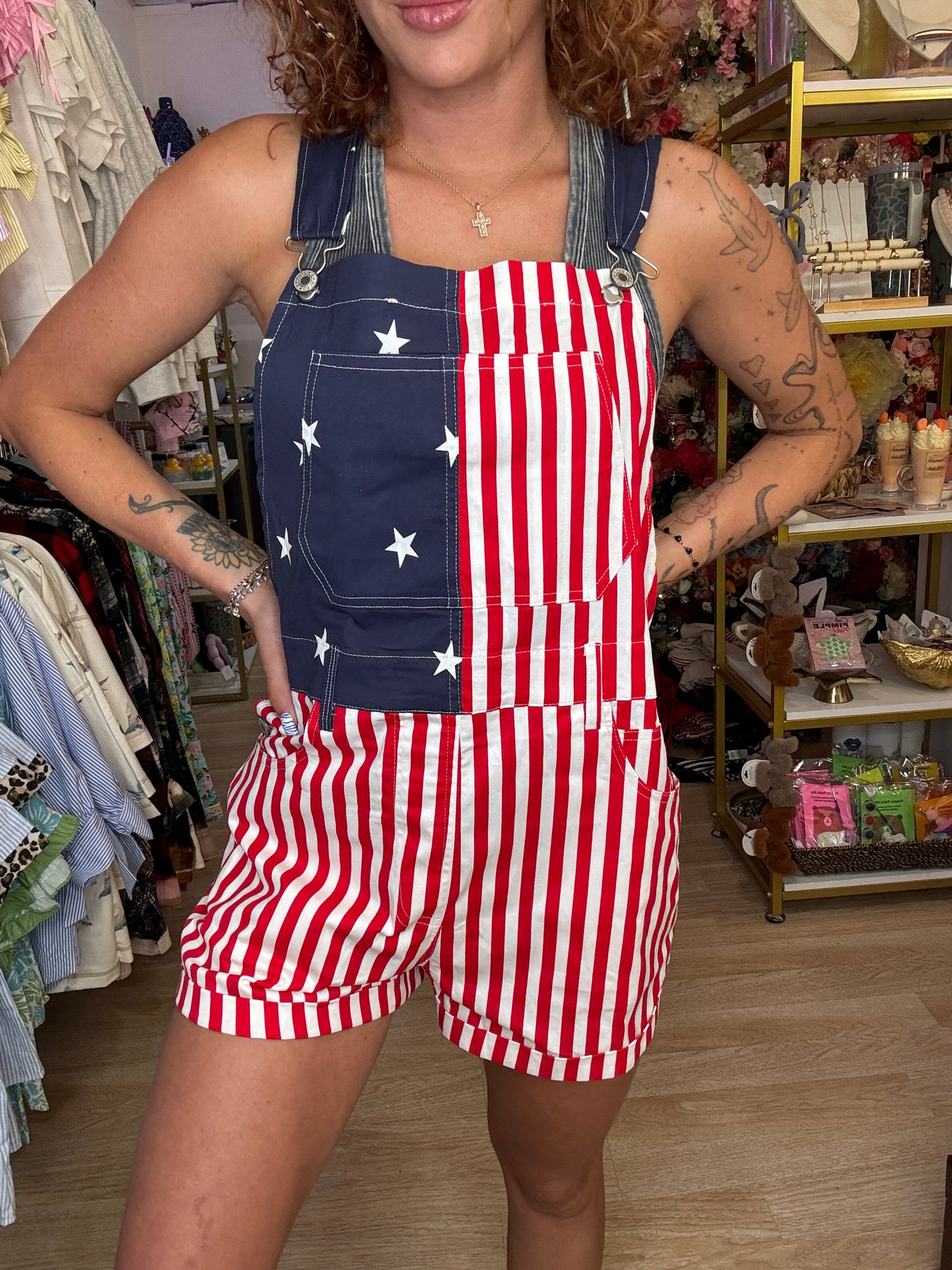 USA FLAG SHORT OVERALLS
