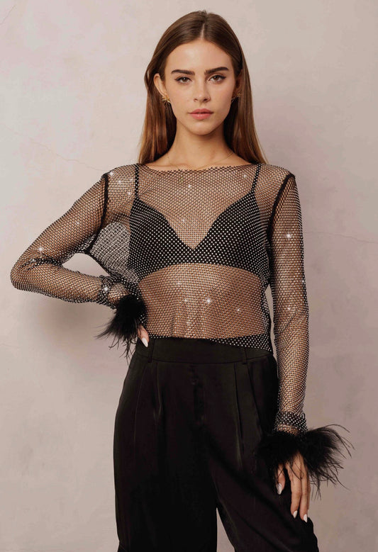 Fishnet Fur Cuff Top