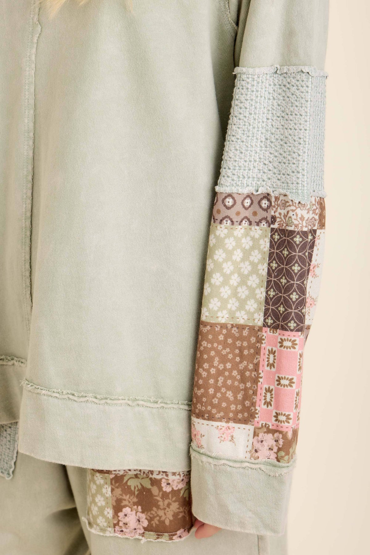 MineralWashed Fall Paisley patchwork Block sweatshirt HT7554