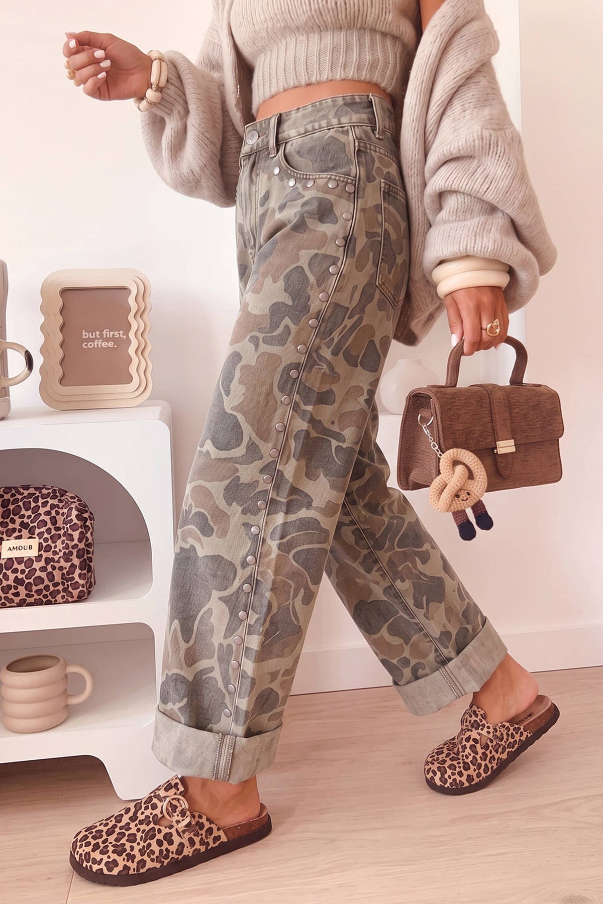 Camouflage Studded Straight Loose Jeans (4-16)