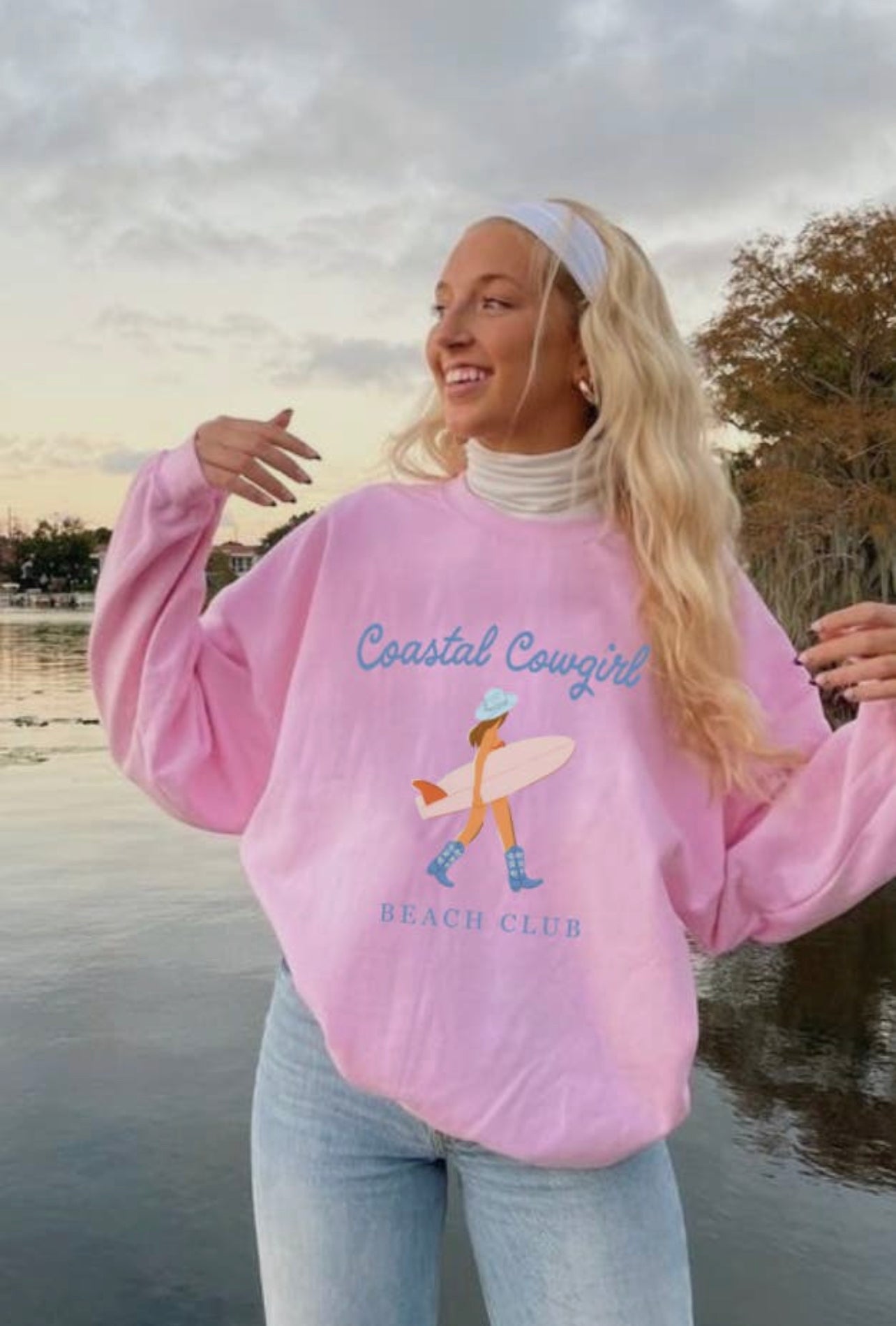 Coastal Cowgirl Hot Pink Crew