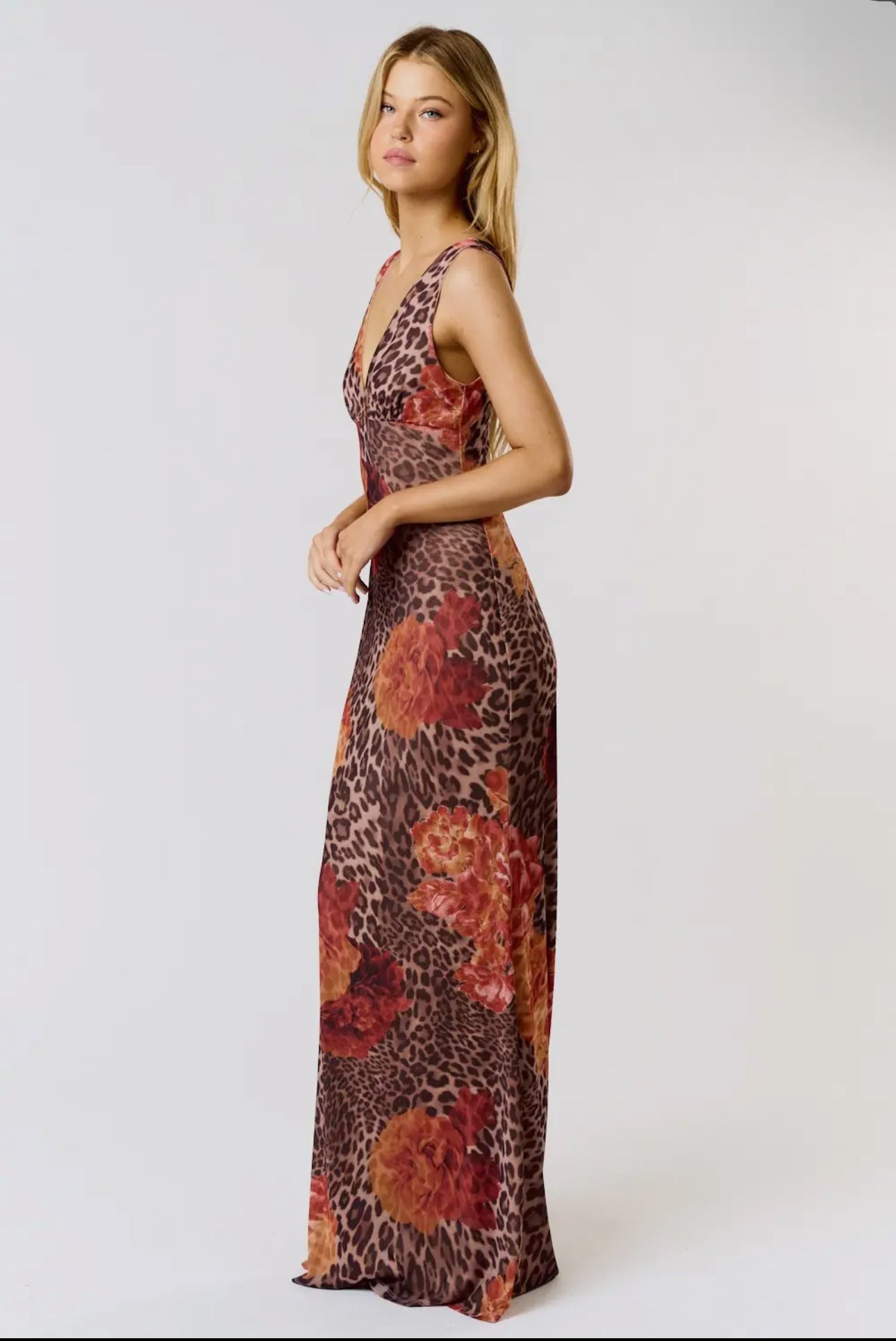 Leopard Rose Maxi Dress