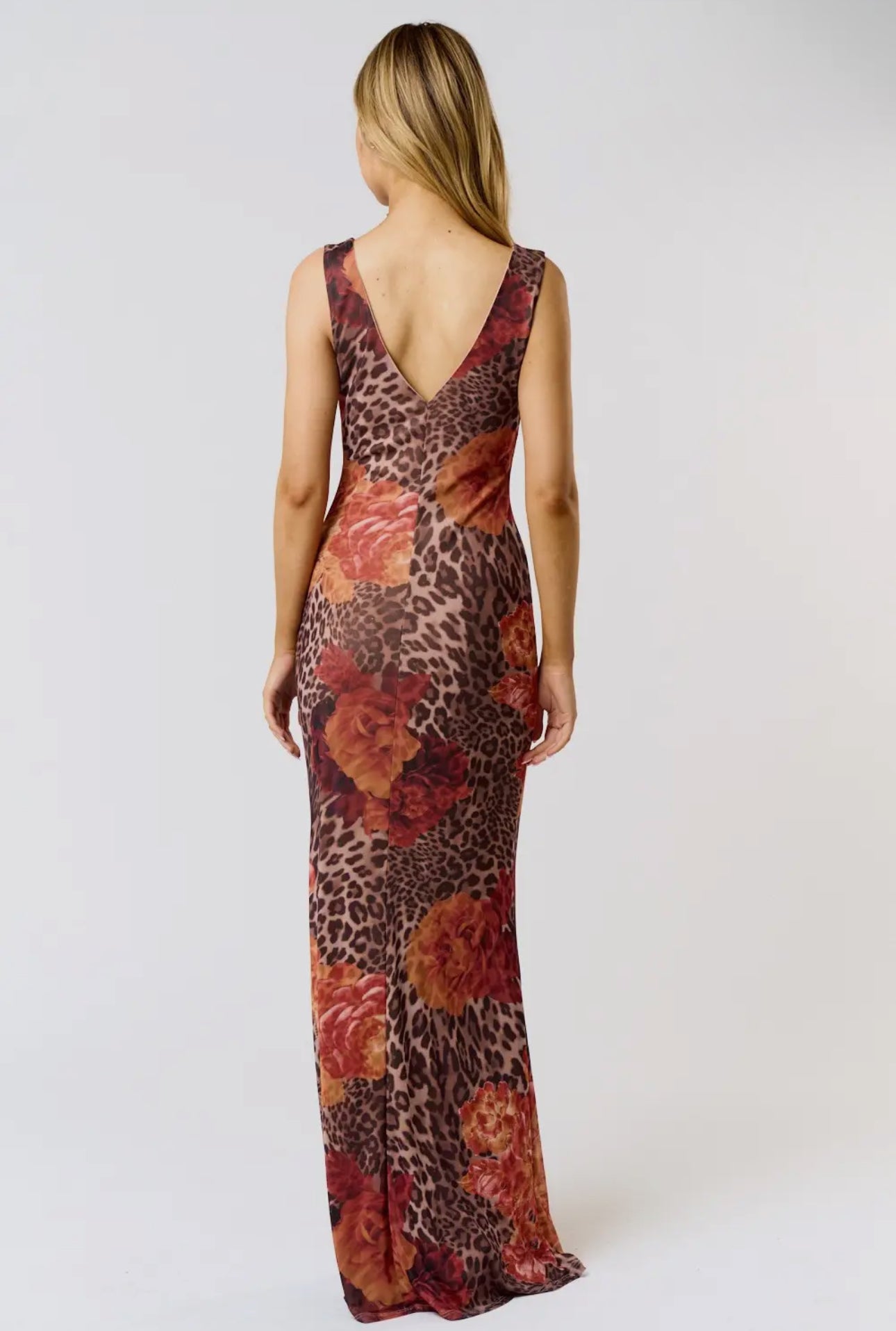 Leopard Rose Maxi Dress