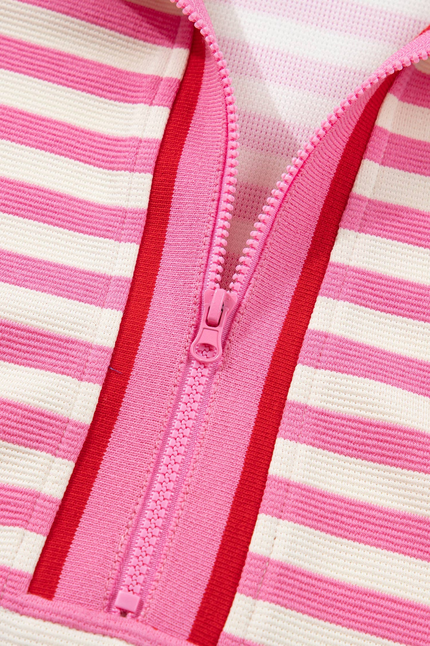 Textured Stripe Zip Collar Sleeveless 2pcs Skort Set