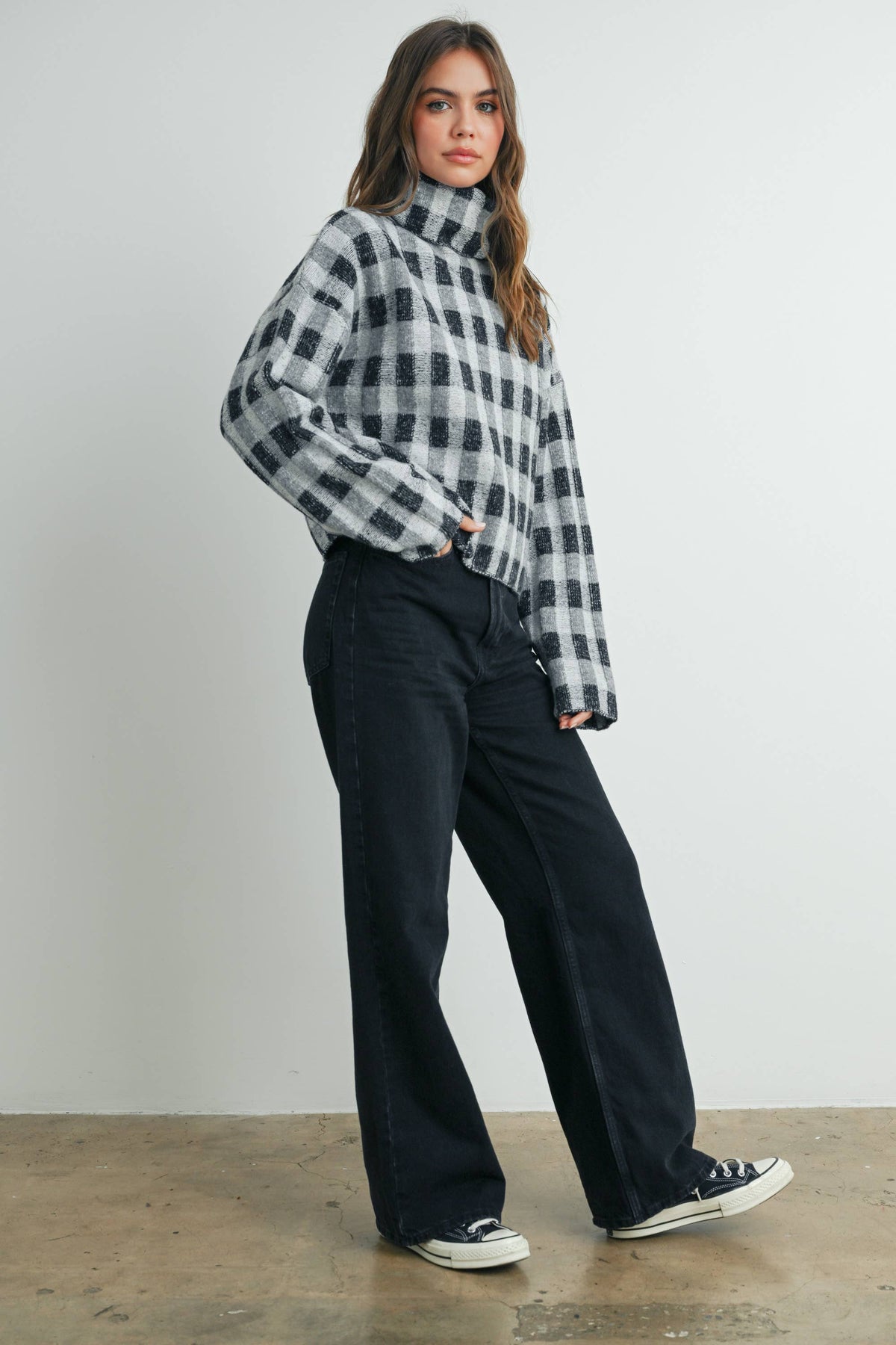 Fall Check Turtleneck Sweater - BMW7532