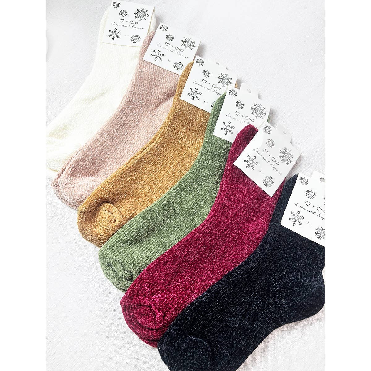 Soft Textured Solid Chinelle Socks